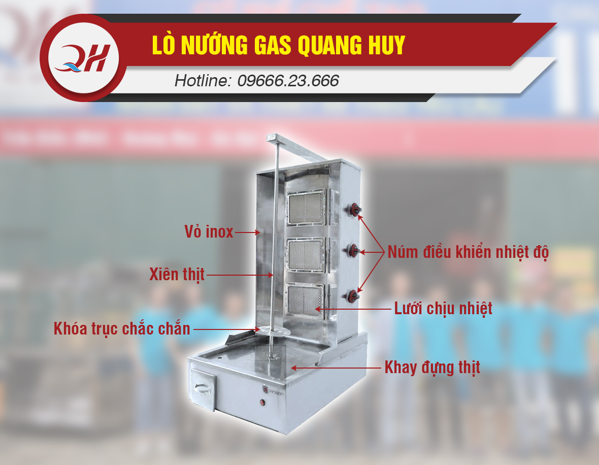 Thiết kế hoàn chỉnh của lò quay thịt nướng làm bánh mì doner kebab Lò quay thịt nướng làm bánh mì có công dụng như thế nào ?