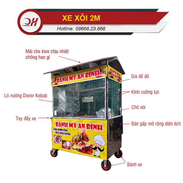 Cấu tạo chi tiết xe xôi 2m Quang Huy