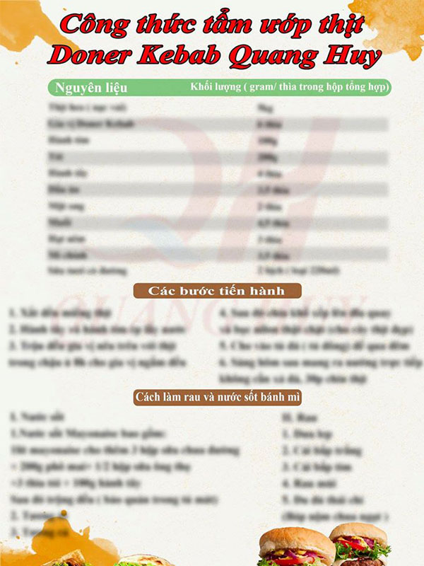 Công thức làm bánh mì Doner Kebab