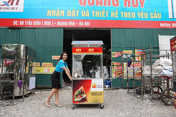 Xe bán bánh mì inox 1m Quang Huy