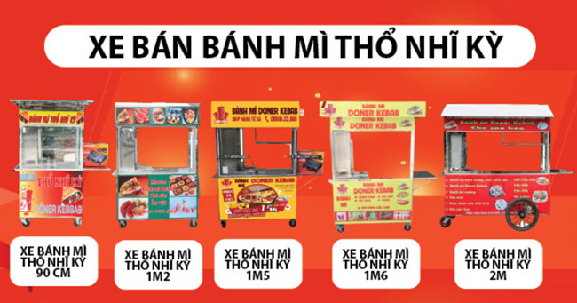 Các mẫu xe bán bánh mì Quang Huy, xe đẩy bán bánh