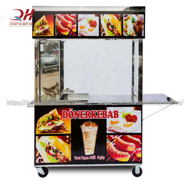 Tủ xe đẩy bánh mì Doner Kebab + lò nướng thịt tiện lợi
