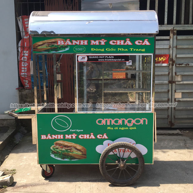 Mẫu xe bánh mì chả cá 1m5 Quang Huy