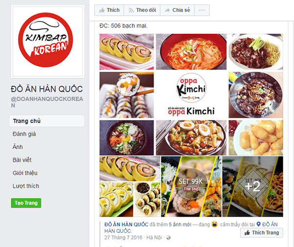 Bán đồ ăn Hàn Quốc trên Facebook