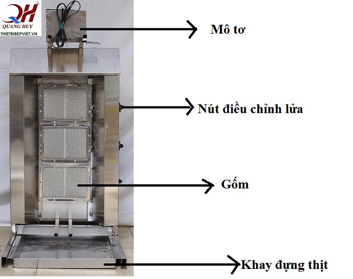 Cấu tạo lò nướng thịt doner kebab 3 buồng đốt Cấu tạo lò nướng thịt doner kebab 3 buồng đốt