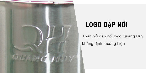 Thân nồi có dập nổi logo Quang Huy