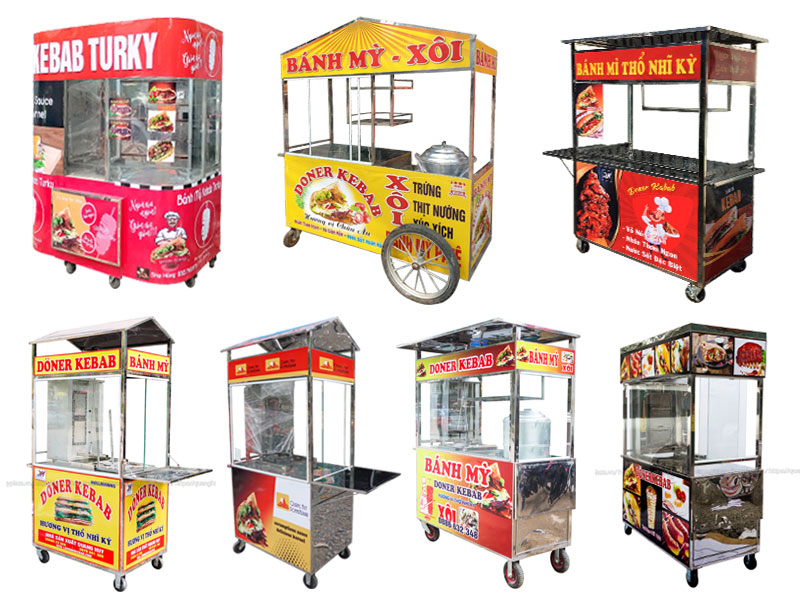 Một số mẫu xe đẩy bán bánh mì đẹp giá rẻ do Quang Huy phân phối