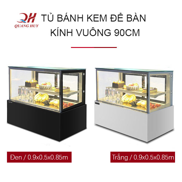 Tủ bánh kem để bàn mini kính vuông 90cm