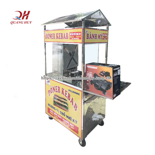 Xe đẩy bánh mì kèm lò nướng 2 buồng đốt