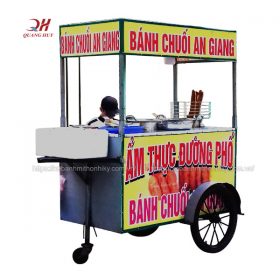 Xe bán bánh chuối inox Quang Huy