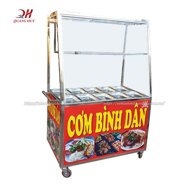 Tủ kính bán cơm bình dân giá rẻ, Giá tủ kính bán cơm bình dân Quang Huy