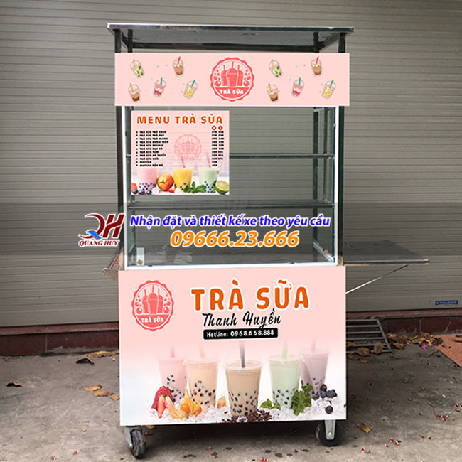 Xe trà sữa decal hồng dễ thương Xe trà sữa decal hồng dễ thương, xe bán trà sữa