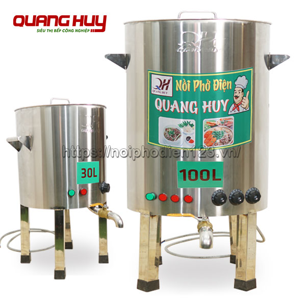 Mẫu nồi nấu phở không bệ 100 lit - 30 lit Quang Huy