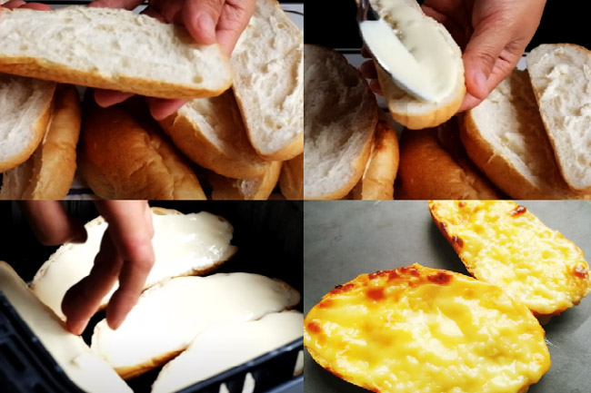 Rạch bánh phết kem và đem nướng, Cách làm bánh mì nhân phô mai