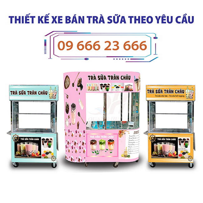 Nhận thiết kế xe bán đồ ăn vặt theo yêu cầu, Quang Huy nhận thiết kế xe bán trà sữa theo yêu cầu