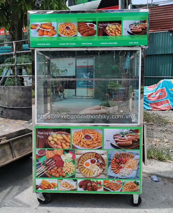 Mẫu xe đẩy bán đồ ăn vặt Quang Huy sản xuất và phân phối