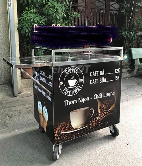 Thiết kế xe đẩy cafe cũ khá đơn giản