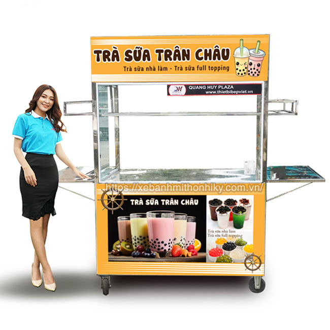 Xe bán trà sữa bằng Inox 304 sản xuất tại Quang Huy