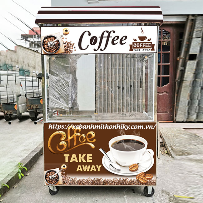 Xe đẩy bán cafe take way mái cong nổi bật