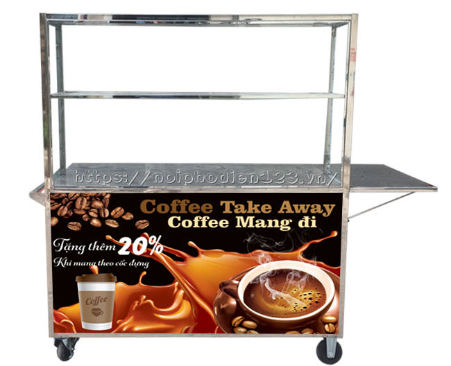 Xe bán cafe vỉa hè thiết kế nhỏ gọn, xe bán cafe mang đi