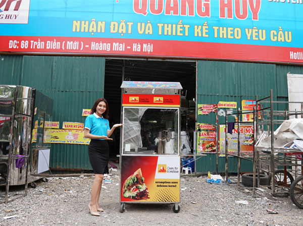 Quang Huy gia công và phân phối xe bánh mì theo yêu cầu tại xưởng