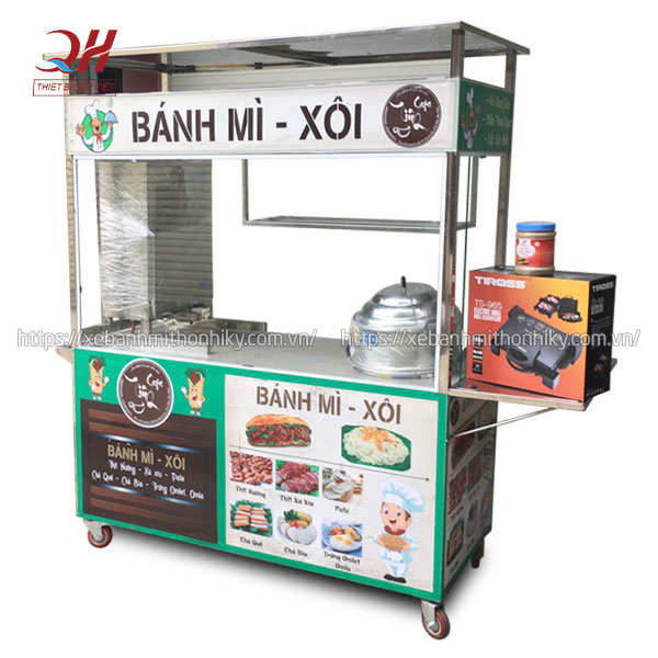 Xe đẩy bánh mì xôi xá xíu Quang Huy