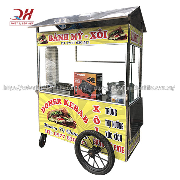 Tủ xe đẩy bán xôi bánh mì Quang Huy