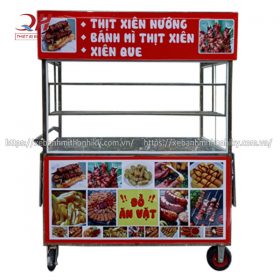Tủ xe đẩy bán thịt xiên nướng, xiên que Quang Huy