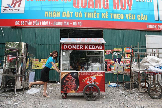 Địa chỉ mua xe bánh mì xôi tại xưởng, xe đẩy bán xôi Quang Huy