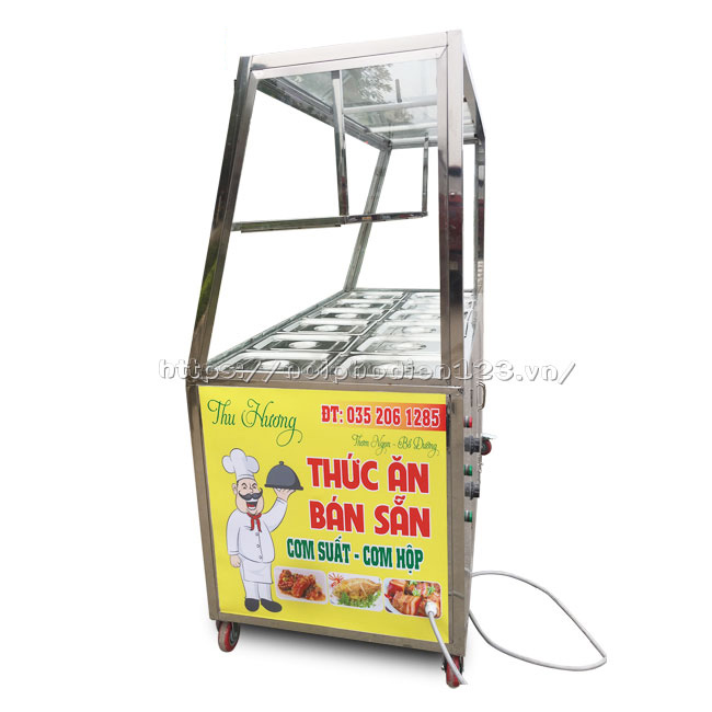Tủ bán cơm thức ăn đặc sản Tủ hâm nóng thức ăn 18 khay, Tủ hâm nóng thức ăn