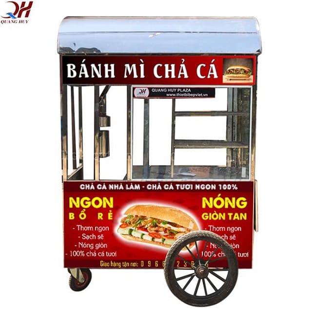 Xe bánh mì bán chả cá Quang Huy, xe bánh mì