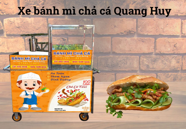 Xe bánh mì chả cá mới giá rẻ tại Quang Huy, xe bánh mì mới giá rẻ tại xưởng