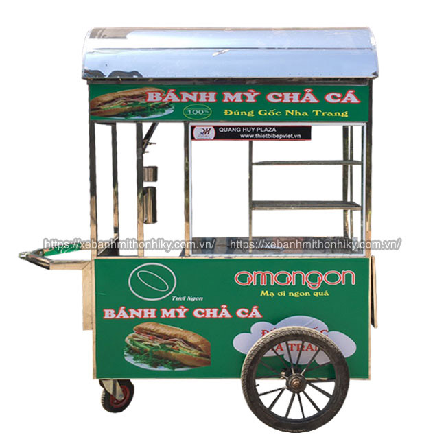 Xe bán bánh mì chả cá Nha Trang, xe đẩy bán bánh mì 1m5