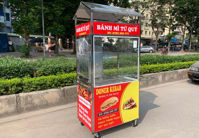 Xe đẩy bán bánh mì Doner Kebab mini, mẫu xe
