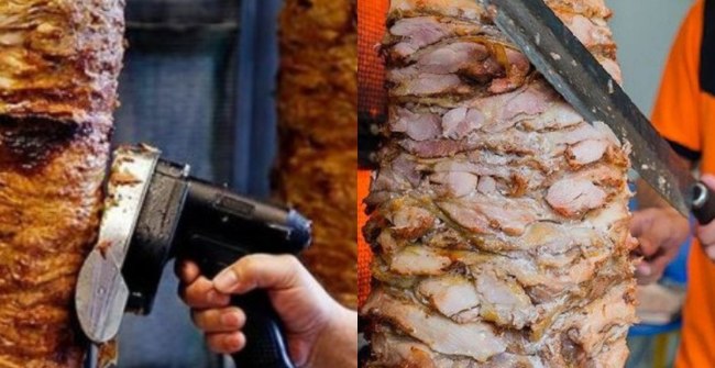 So sánh máy cắt thịt và dao thái thịt Doner Kebab 