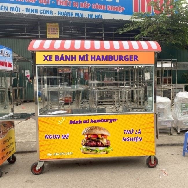 Xe bánh mì Hamburger 2m mái vòm H2000-V