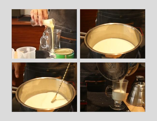 Nấu hỗn hợp sữa ở nhiệt độ trung bình