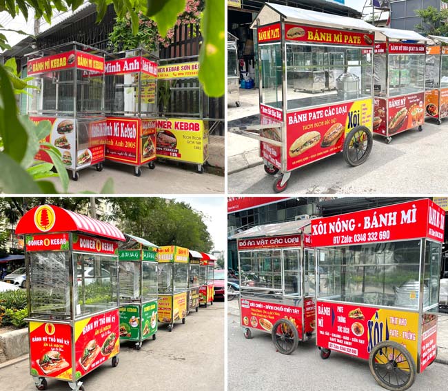 Xe đẩy b&aacute;n b&aacute;nh m&igrave; Kanawa